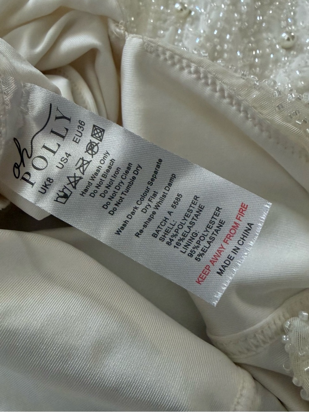 Oh Polly Riviera Strappy Midi Dress White Beaded Engagement Bridal Shower Size 4 - Picture 6 of 13